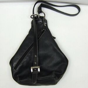 Tignanello Black Soft Pebbled Leather Shoulder Bag Sling/Crossbody Style Bag